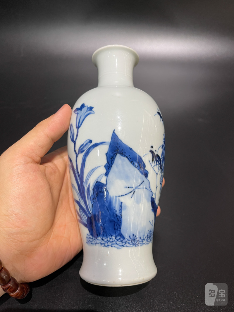 清康熙 青花蝶恋花图观音瓶 - 图6
